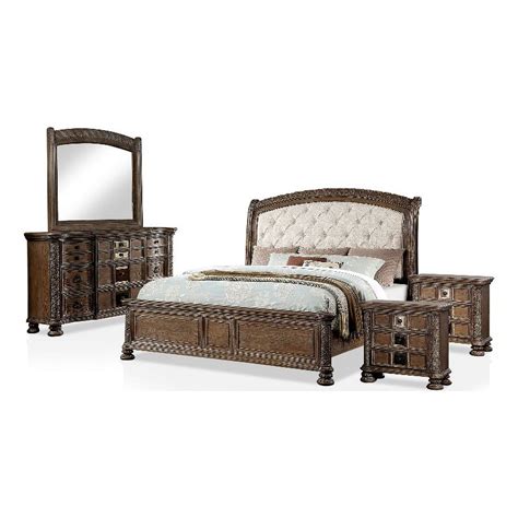 Foa Racha Pc Natural Wood Bedroom Set Queen Nightstands Dresser