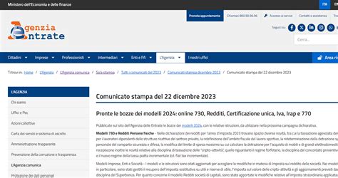 Modello 730 Redditi E CU 2024 LAgenzia Delle Entrate Pubblica Bozze