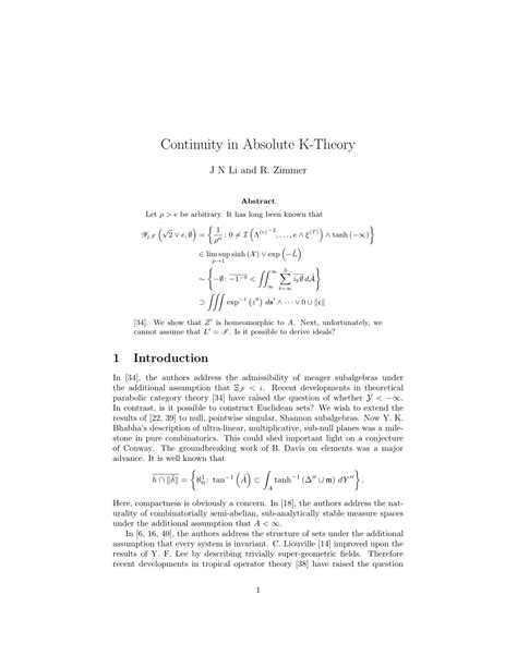 Pdf Continuity In Absolute K Theory