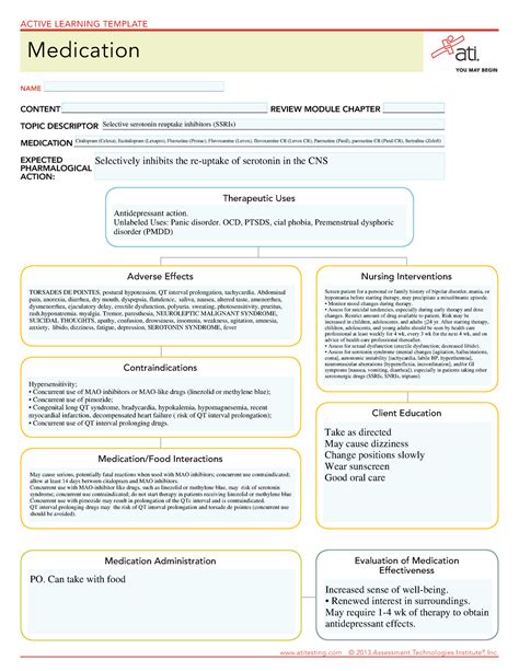 Sertraline Ati Medication Template Prntbl Concejomunicipaldechinu Gov Co