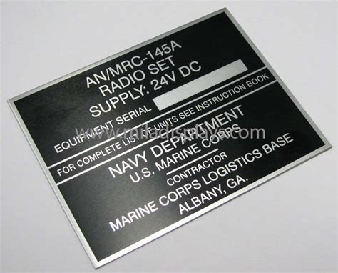 Metal Industrial Commercial Nameplates Tags Plates Stainless Aluminum