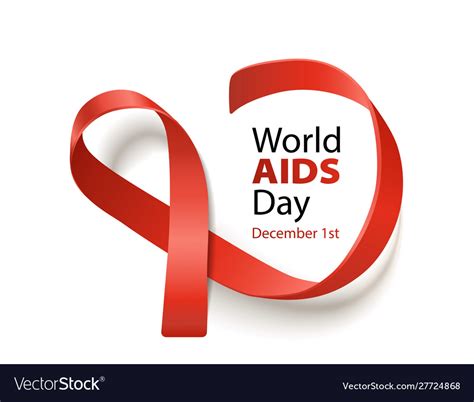 World Aids Day Banner With Red Ribbon Realistic Vector Image