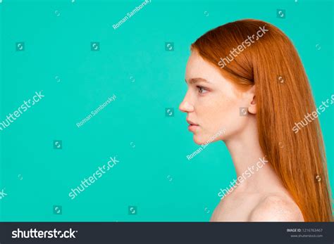 Profile Side View Nude Natural Redhaired Stock Photo Edit Now 1216763467