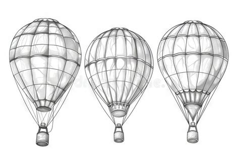 Hot Air Balloon Set Contour Drawings For Design Stock Image Image Of Discovery Contour