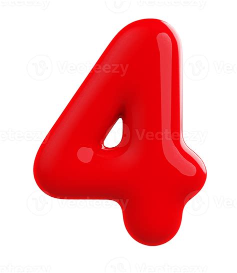 3d red number 4 11287844 PNG