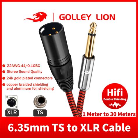 Golley Lion สายสัญญาณเสียง Xlr ตัวผู้ขนาด14นิ้ว635มม โมโน Ts สำหรับ