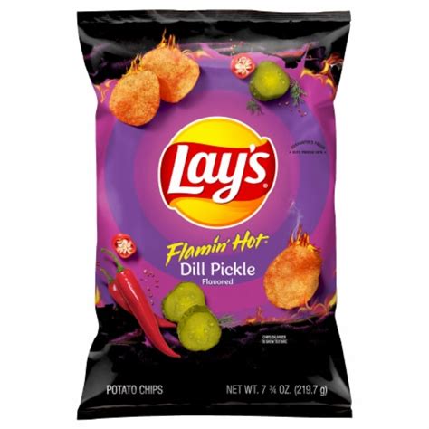 Lay S Potato Chips Flamin Hot Dill Pickle Flavored Potato Chips Oz Kroger