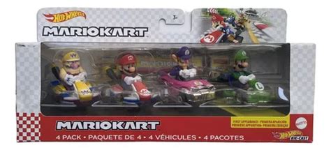 Hot Wheels Mario Kart Pack 4 Wario Mario Waluigi Luigi Envío Gratis