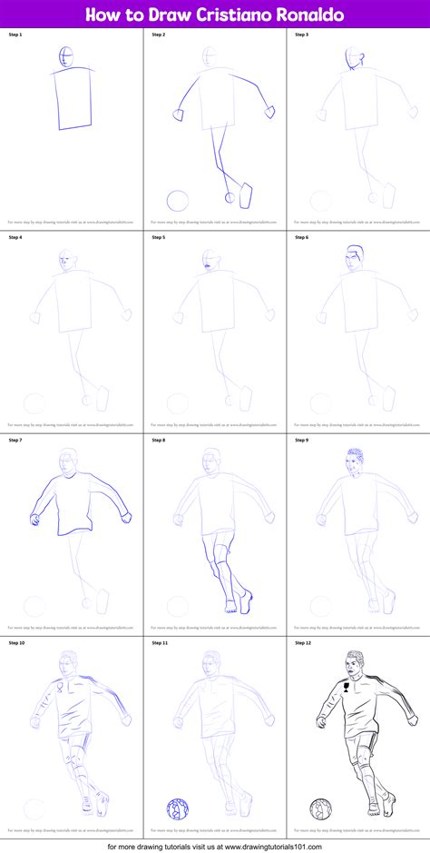 How to Draw Cristiano Ronaldo (Footballers) Step by Step