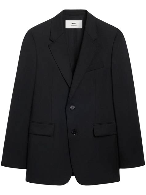 Ami Paris Single Breasted Virgin Wool Blazer Black Farfetch