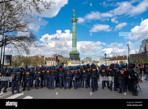 Many French Riot Police Crs Take Control Of The Famous Paris