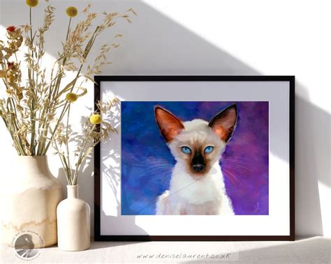 Siamese Cat Wall Art Siamese Cat Print Print On Paper Or Framed Canvas