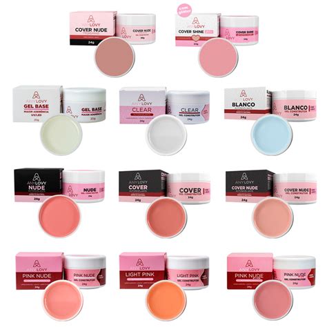 Gel Para Unha ANYLOVY 24g CLEAR COVER COVER NUDE PINK NUDE LIGHT PINK BLANCO E PINK NUDE