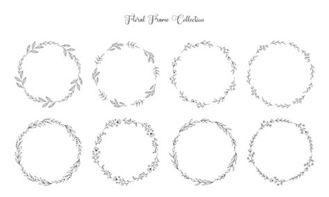 Premium Vector Wreaths Of Doodle Hand Drawn Flowers And Leaves Collection