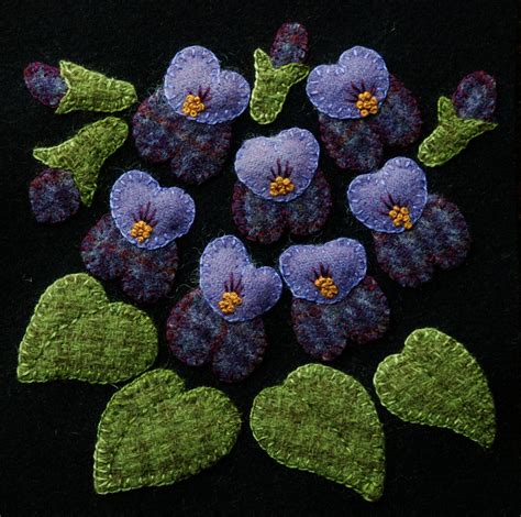 Wool Applique Bom Pattern Or Kit Violets X