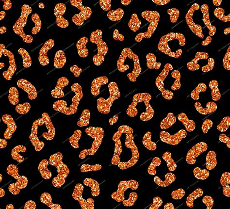 Orange Glitter Leopard Print Seamless Background Pattern Etsy