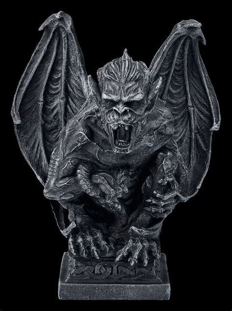 gargoyle figurine  pedestal roaring