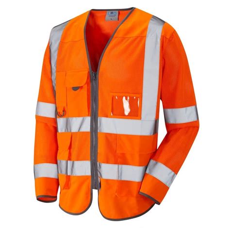 Leo Workwear S20 Burrington Iso 20471 Class 3 Coolviz Superior Sleeved Hi Vis Vest Gorilla