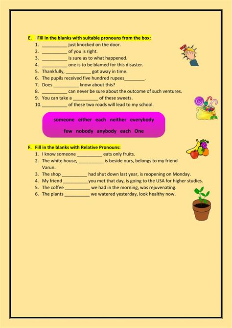 Pronouns And Adjectives Worksheet Pdf