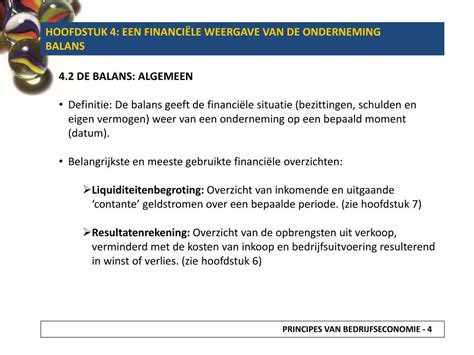 PPT - PRINCIPES VAN BEDRIJFSECONOMIE HOOFDSTUK 4 EEN FINANCIËLE