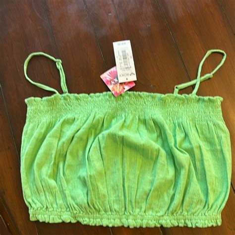 Roxy Tops Roxy Size Large Green Bubble Top Bikini Vibes Cute Beach