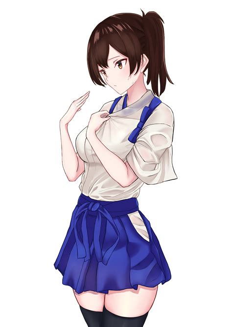 Fan Art Long Sleeves Kantai Collection Kaga Brunette Japanese Clothes HD Phone Wallpaper