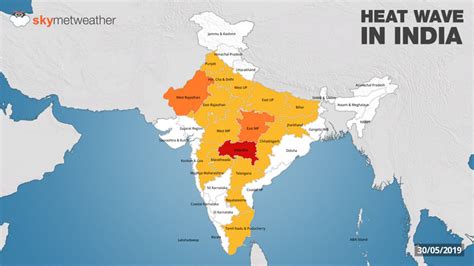 Heat Wave In India Colour Coded Heat Wave Alerts In Half Of India Skymet Weather Services