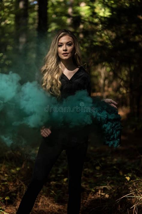 A Lovely Blonde Model Poses Outdoor While Enjoying The Fall Weather Stock Photo Image Of