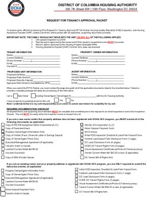 Fillable Online 14 5212 Request For Tenancy Approval DC Register