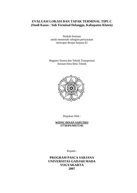 Pdf Evaluasi Lokasi Dan Tapak Terminal Tipe C Studi Transportasi