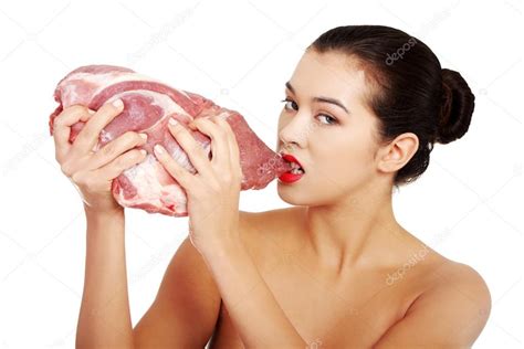 Naked Woman Eating Beef Stock Photo Piotr Marcinski 62021685