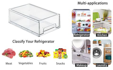 Mano 2pack Clear Fridge Drawers Pull Out Stackable