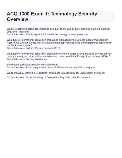 ACQ 1300 Exam 1: Technology Security Overview | Exams Information