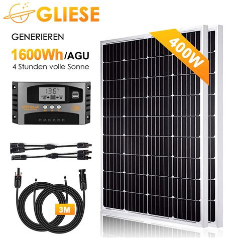 400W Solarpanel Monokristallin Solarmodul Solaranlage Komplettpaket