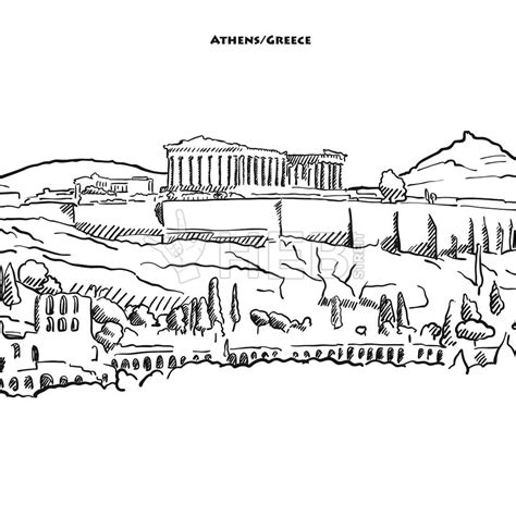 Drawing Of Athens Acroplolis Hand Drawn Vector Sketch Of The Famous