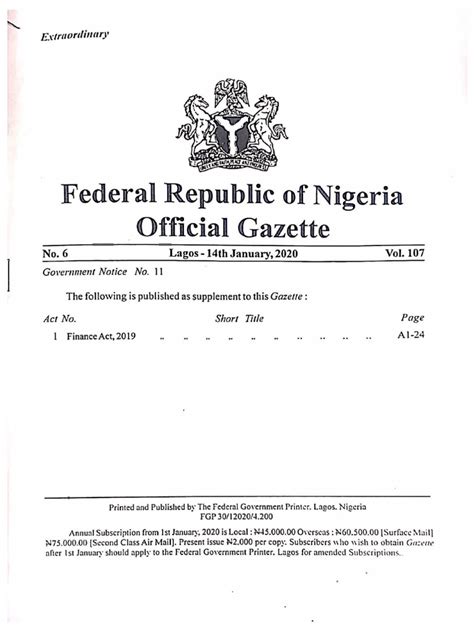 finance act  official gazette