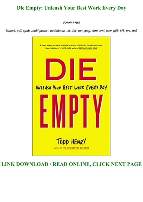 Read !Book Die Empty: Unleash Your Best Work Every Day Full-Online