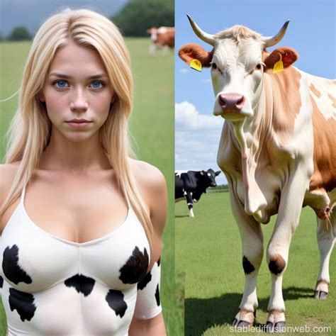 Blonde Woman s Cow Transformation Stable Diffusion en línea