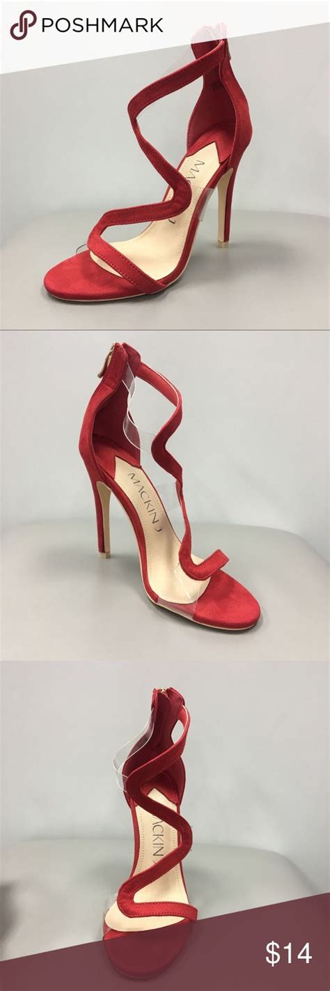 Fashionable Red Wavy Strap Heel