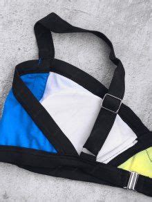 Color Block Bralette Bikini Set In Blue Zaful