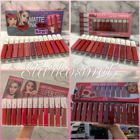COD SET ISI 12 Lipcream Lipgloss Maybelline Matte Barcode Superstay 6020 Nude 7022