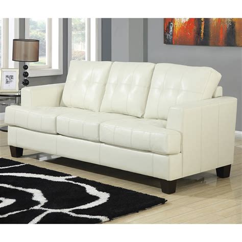 Faux Leather Sectional Sofa Cream White | Baci Living Room