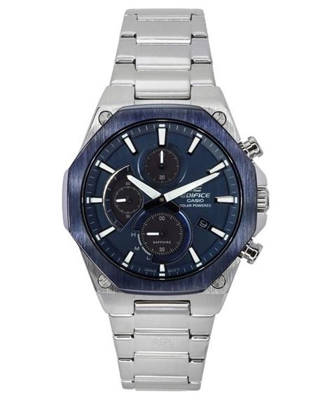 Casio Edifice Analog Slim Line With Sapphire Crystal Chronograph Blue