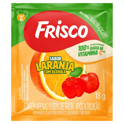 REFRESCO EM PÓ LARANJA ACEROLA FRISCO PACOTE 18G GTIN EAN UPC