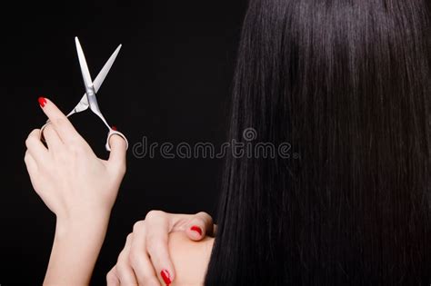 Brunette With Scissors Stock Image Image Of Fashion Barber 7952503