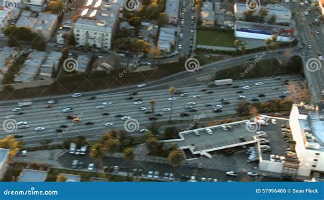 Aerial View Of Freeway Highway Suburbs Los Angeles Clip 3 Stock