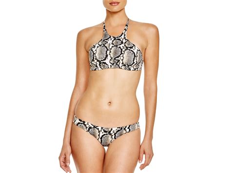 Vitamin A Vista Snakeskin Print Bikini Top In Black Lyst