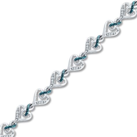 Diamond Infinity Bracelet 15 Ct Tw Blue And White Sterling Silver Kay