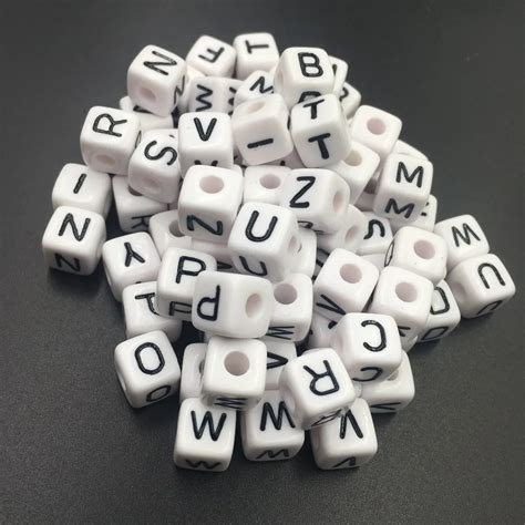 Mini Order Pcs Ot Cube Acrylic Letter Beads Mm Sqaure White