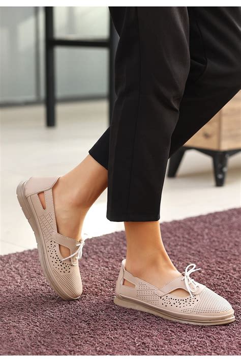 Rial Nude Cilt Babet Ayakkab Tarz Topuklar